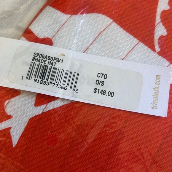 Trina Turk-COCONUT TREES SHADE HAT-Posable Brim-in Cherry Tomato-NWT-OS - Picture 8 of 9